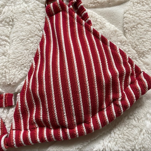 Cupshe Triangle Bikini Top Red & White Striped Size Large - Picture 9 of 9